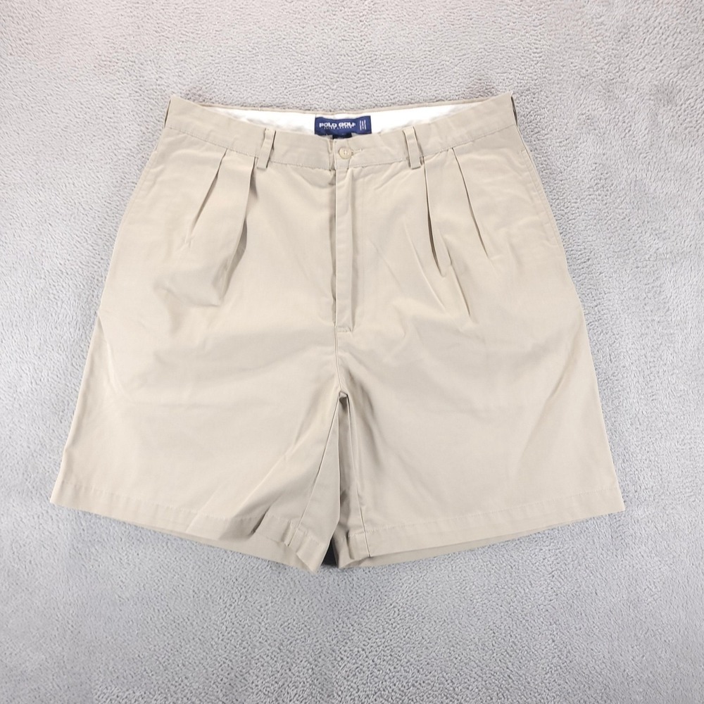 VTG Polo Golf Ralph Lauren Shorts Mens 36 Beige Classic Pleated Chino 8" Golf